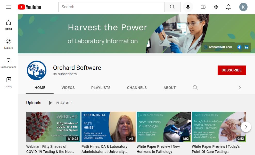 Orchard Software's YouTube Channel