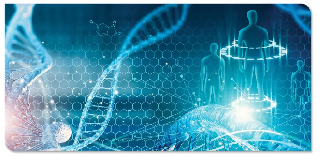 Graphic showing DNA molecule structure.