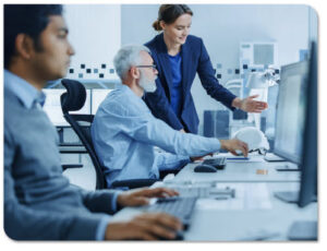 Image of people working on computers in a laboratory