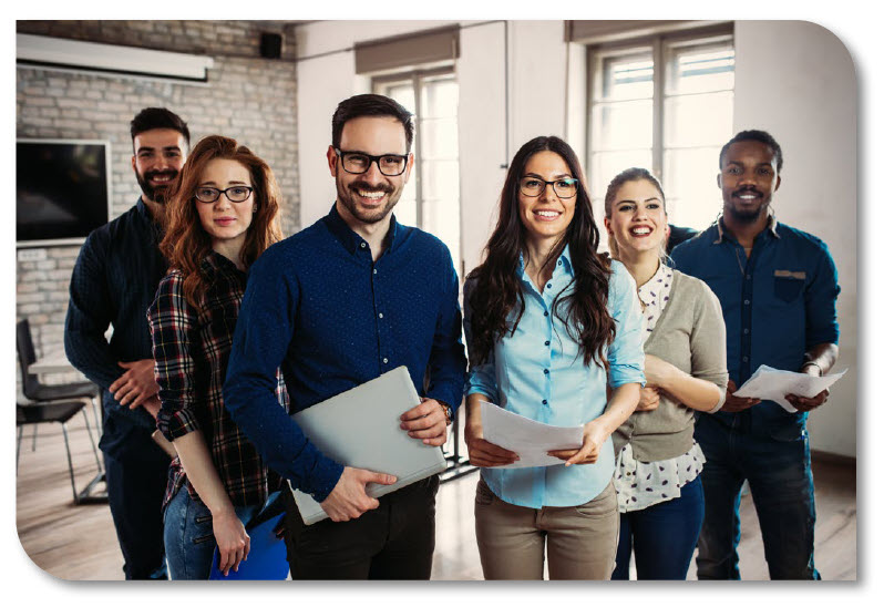 Business team smiling in conference room